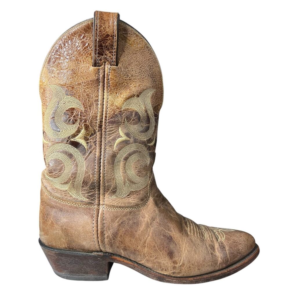 Justin Men’s Bent Rail Brown Leather Western Cowboy Boot Size US 10.5 D
